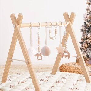 Wooden Baby Play Gym with Hanging Toys